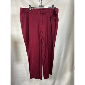 Faded Glory Womens Size 18 Burgundy Straight Leg Stretch Twill Pants Maroon Wine